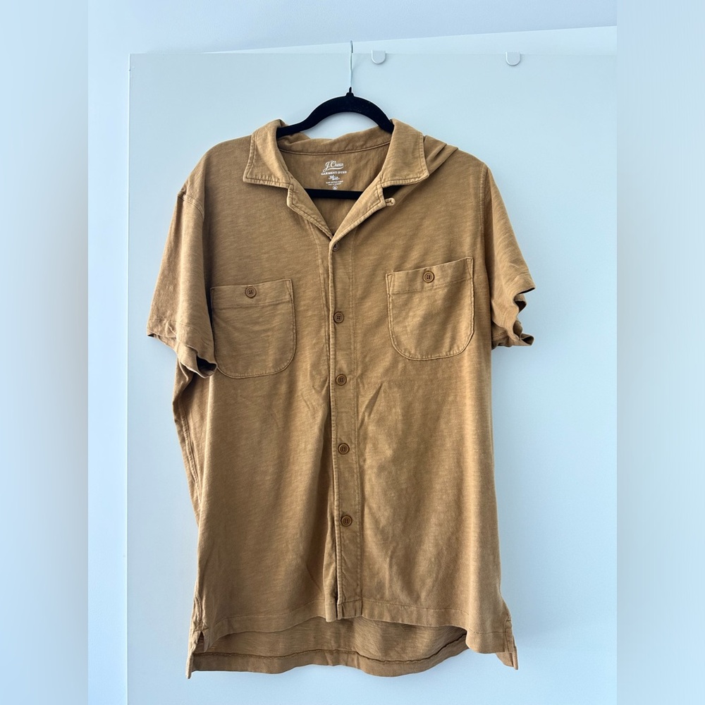 J.Crew Men's Short Sleeve Camp Collar Garment-dyed Harbor Shirt X Large